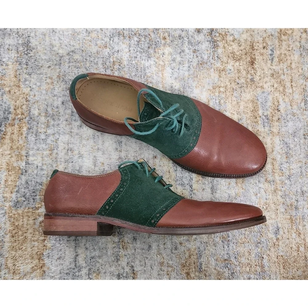 Cole Haan Men's Brown Green Suede  Williams Saddle Oxford II Size 7.5 M C12670